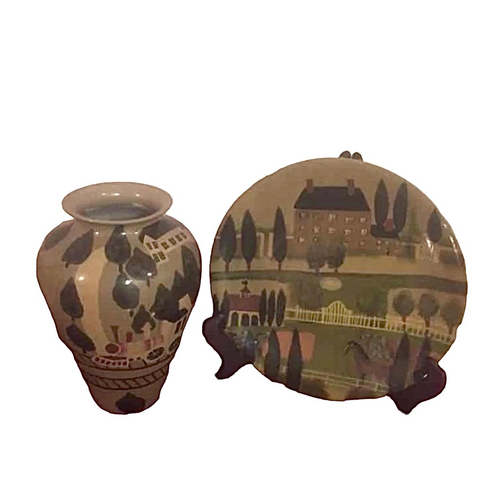 Vintage Collectors Plate & Vase